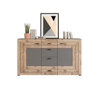 Wexford - buffet bas - gris et bois - 160 cm - Bois / Gris Bois / Gris G