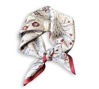 Weximil Écharpe tour de cou 100 % soie de mûrier - 53,3 x 53,3 cm - Foulard léger pour femmes et hommes - Écharpes carrées imprimées numériquement, Gris/fleur, Small