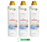 Wexor Elisir Pavimenti Fiori Acqua Lot de 3 nettoyants pour sols avec micro-capsules 750 ml + porte-clés Beni Culinari