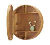 WEYFH Armoire Murale de Salle de Bain Ronde Moderne avec Portes coulissantes et Rangement, Armoire à Pharmacie en Bois Massif avec Miroir pour la décoration du Salon
