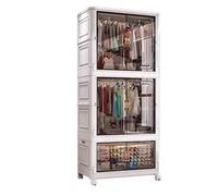 WEYIMVTO Armoire Pliante, Armoire Pliable à roulettes avec Portes magnétiques, 6 Compartiments démontables et combinables volonté(75 * 41 * 179cm)