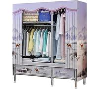 WEYIMVTO Armoire Portable Armoire en Toile, Grandes étagères de Garde-Robe en Tissu avec Tringle à vêtements, Placard à vêtements Pliable for Chambre à Coucher, D-120 x 45 x 168 cm