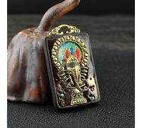 WEYIMVTO Donka pendu. Collier Pendentif éléphant en ébène, Statue de Bouddha Thangka, Style Vintage, Style népalais, Exotique, for chaîne(Pendant Accessories 01)