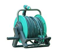 WEYIMVTO Enrouleur de Tuyau, Enrouleur de Tuyau 30 m/100 pi 1/2 po avec Guide de Tuyau, Chariot for Tuyau de Lavage de Jardin avec Support de Montage et buse de pulvérisation à 10 Jets