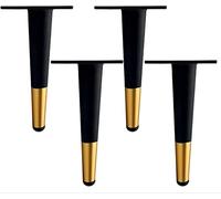 WEYIMVTO Pieds de Meubles, Lot de 4 Pieds Meubles Multicolores, 10-50 cm, Droits, obliques et Coniques(Black+Gold Straight Cone,30cm)