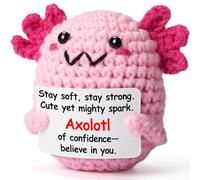 WEYON Cadeau tendance pour adolescent - Mini axolotl en peluche au crochet avec carte d'histoire, fait à la main 8-10 cm, confiance positive, décoration de casier de chambre kawaii rose
