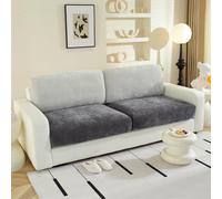 WEYOND Lot de 2 housses de siège de canapé individuelles en chenille extensible, lavable, pour canapé 2 places, canapé sectionnel en forme de L, protection antidérapante pour meubles (gris foncé)