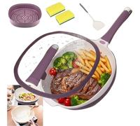 Weyot Casserole Antiadhésive en Alliage de Titane avec Couvercle, Poêle à Frire Profonde Multifonction en Titane, Titan Pfanne, Idéale pour Frire, Sauter, Mijoter et Autres Méthodes de Cuisson