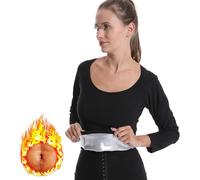 Weyot Haut De Sudation Femme, Vêtements De Sudation Femme Amincissante, Sudation Chemise Top Manches Longues, Tee Shirt Sudation pour Fitness Running Jogging, 4XL/5XL,Black