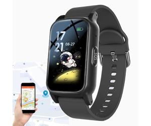 Weyot Montre Connectée avec Détecteur de Chute, Montres Intelligentes Surveillance De La Santé des Personnes Âgées, Bracelet De Positionnement GPS,Black