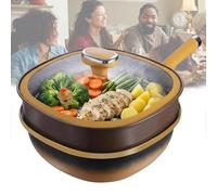 Weyot Poêle à frire avec poignée en silicone, de titane, antiadhésive, accessoires de cuisine pour la maison, la cuisine, les œufs, les crêpes, la cuisson Pot + Lid + Steamer,12in