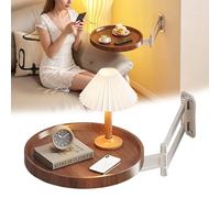 Weyot Table Basse Ronde Pliable Murale pour économiser de l'espace, Bureau Mural Rabattable, étagère Flottante pour la Maison, la Chambre Ou Le Magasin Wood Color,28cm