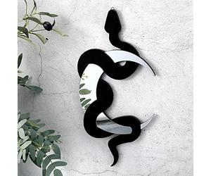 Weysat Black Snake and Crescent Moon Mirror Gothic Wall Decor Gothic Snake Decor Boho Hanging Mirrors Home Decorative Wall Art for Living Room Bathroom Bedroom Hallway
