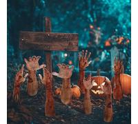 Weysat Lot de 8 piquets de cimetière zombie pour Halloween, décorations d'extérieur effrayantes et réalistes avec squelette de sang - Décoration effrayante pour Halloween, cour, pelouse, maison hantée