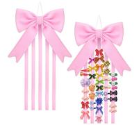 Weysat Support de nœud rose pour pinces à cheveux à suspendre - Décoration à suspendre - Nœuds à cheveux - Accessoires de rangement avec cinq rubans pour filles - Cadeau mural pour chambre d'enfant