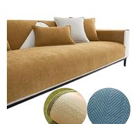 WEYSHHT Housse de Canapé Protectrice en Chenille à Chevrons, Herringbone Chenille Fabric Furniture Protector Sofa Cover, 2023 New Universal Non Slip Couch Cover, Funny Fuzzy Couch Cover