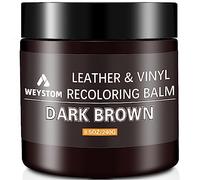 WEYSTOM Baume de recoloration en brun foncé pour cuir - Kit de réparation et de restauration pour cuir vieilli, émoussé, craquelé