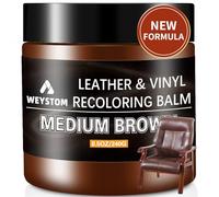 WEYSTOM Kit Reparation Cuir, Colorant réparateur Brun Moyen pour Meubles, Sacs et intérieurs de Voiture | Répare Les Rayures, la décoloration et Les Fissures Tout en renouvelant Les Surfaces