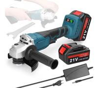 Weytoll Meuleuse d'angle sans fil 125 mm, 21 V, moteur sans balais, 2 batteries de 1300 mAh, avec paroi acoustique épaisse et poignée auxiliaire, réglage de la vitesse en continu, verrouillage de la