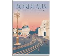 WEYUE Art de la toile Bordeaux Vintage Voyage Affiche Peinture Mur Art Mural Décoration de La Maison Toile Décor Sans cadre 30x45cm