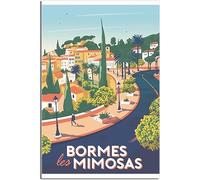 WEYUE Art de la toile Bormes Les Mimosas Vintage Voyage Affiche Peintures Murales Peinture Chambre Décor Art Mural Toile Sans cadre 30x45cm
