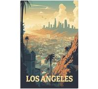 WEYUE Art de la toile Californie Los Angeles coucher de soleil Vintage affiche de voyage décoration de la maison peintures décoratives décoration murale chambre Sans cadre 30x45cm