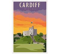 WEYUE Art de la toile Cardiff Pays de Galles Vintage Voyage Affiche Peintures Murales Décoration de La Maison Toile Art Mural Sans cadre 30x45cm