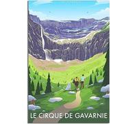 WEYUE Art de la toile Cirque de Gavarnie Pyrénées Affiche de Voyage Vintage Peintures Décoratives Affiches sur le Mur Art Mural Sans cadre 30x45cm