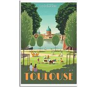 WEYUE Art de la toile La Daurade Toulouse Vintage affiche de voyage affiches murales toile Art Mural décoration de la maison décor Sans cadre 30x45cm