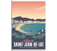 WEYUE Art de la toile Saint Jean De Luz Affiche de Voyage Vintage Affiches sur le Mur Art Mural Peintures Décoratives Sans cadre 30x45cm