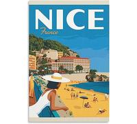 WEYUE Tableaux décoratifs France Nice Vintage Travel Poster Wall Art Mural Décoration de la maison Peinture Room Decor Sans cadre 60x90cm