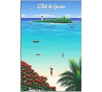 WEYUE Tableaux décoratifs Gosier Île Guadeloupe Vintage Voyage Affiche Toile Mur Art Mural Décor À La Maison Peinture Chambre Sans cadre 60x90cm
