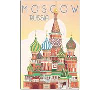 WEYUE Tableaux décoratifs Moscou russie Vintage voyage affiche mur Art Mural toile peinture décoration de la maison décor Sans cadre 60x90cm
