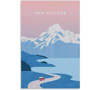 WEYUE Tableaux décoratifs New Zealand Vintage Travel Poster Wall Art Mural Images décoratives pour le salon Sans cadre 60x90cm