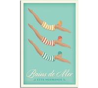 WEYUE Tableaux décoratifs Normandie France mer bains Vintage voyage affiche toile affiches sur le mur Art Mural chambre décor maison Sans cadre 60x90cm