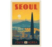WEYUE Toile Art Corée du sud séoul voyage Vintage affiche peinture décoration de la maison peintures murales décor de chambre Sans cadre 40x60cm