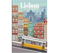 WEYUE Toile Art Lisbonne Portugal Vintage voyage affiche affiches murales toile décor à la maison peinture Art Mural Sans cadre 40x60cm