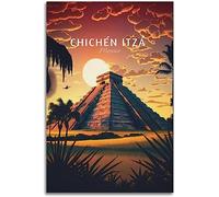 WEYUE Toile Art Mexique CHICHEN ITZA Vintage affiche de voyage peintures murales décor de chambre décoration de la maison Art Mural Sans cadre 40x60cm