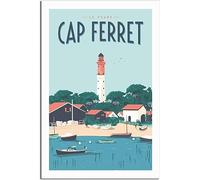 WEYUE Toile imprimée France Cap Ferret phare Vintage voyage affiche décor à la maison mur Art Mural peintures décoratives chambre Sans cadre 50x75cm