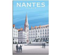 WEYUE Toile imprimée France Nantes château musée Vintage voyage affiche imprimés décoratifs peinture murale toile Art Mural Sans cadre 50x75cm