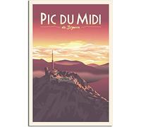 WEYUE Toile imprimée France Pic Du Midi De Bigorre Vintage voyage affiche peinture mur affiches chambre décor Art Mural toile Sans cadre 50x75cm