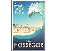 WEYUE Toile imprimée Hossegor Plage France Vintage Voyage Affiche Peintures Décoratives Peinture Décoration de La Maison Toile Sans cadre 50x75cm