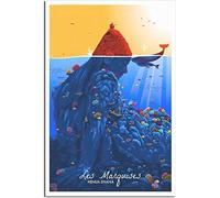 WEYUE Toile imprimée Îles marquises polynésie Vintage affiche de voyage toile affiches murales décor de chambre décoration de la maison Art Sans cadre 50x75cm