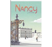 WEYUE Toile imprimée Nancy Lorraine Affiche de voyage vintage Décoration d'intérieur Images décoratives pour mur de salon Sans cadre 50x75cm
