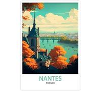 WEYUE Toile imprimée Nantes France Vintage Voyage Affiche Décoration de La Maison Chambre Décor Peintures Murales Peinture Sans cadre 50x75cm