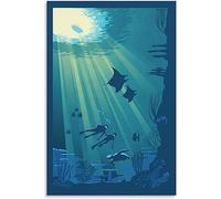 WEYUE Toile imprimée Rétro corail récif plongée sous-marine Vintage voyage affiche affiches murales chambre décor Art Mural toile peinture Sans cadre 50x75cm