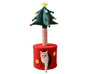 Wezalget Arbre de Noël pour Chats - Jouet Tour à Chat Mignon de Noël - Litière Douce Poteau À Gratter Décoration Maison pour Chat Halloween Anniversaire
