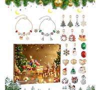 Wezalget Bracelet Du Calendrier De L'Avent,Compte À Rebours De 24 Jours Pour La Création De Bijoux - Kit De Bracelets Calendrier De L'Avent Countdown Pour Noël,Pour Les Les Femmes Les Filles Les