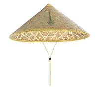 Wezalget Chapeau de Paille Classique en Rotin, Chapeau de Pêcheur Chinois Rétro, Bob Tressé Fait Main avec Corde Réglable, Chapeaus Pare-Soleil de Pêcheur, 36 Cm