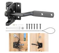 Wezalget de Portillon à Verrouillage Automatique,Verrou de Porte Noir à Fermeture Automatique | Serrure Résistante Aux Intempéries Pour Sécurité Métal Bois Jardin Terrasse Grange Ferme Abri Piscine